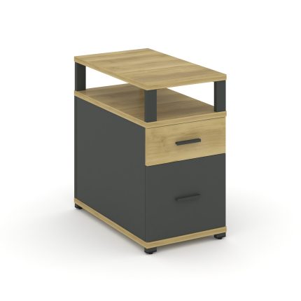 Concept Тумба приставная 1 ящ.+1 распаш. фасад с надставкой CN.TGP-002 A Дуб Винченцо/Антрацит/Метал