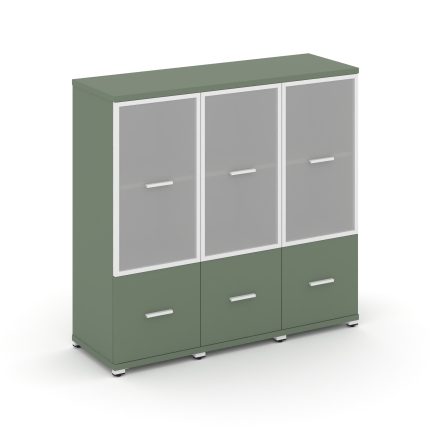 Concept Шкаф 3 узкие секции, 3 ниши CN.STU-332 RMW W Кобо/Металл Белый/Сатин 1252*420*1186