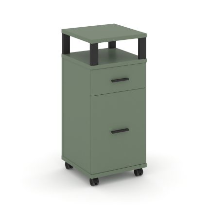 Concept Тумба мобильная 1 ящ.+1 распаш. фасад с надставкой CN.TUM-012 B Кобо/Металл Черный 420*420*9