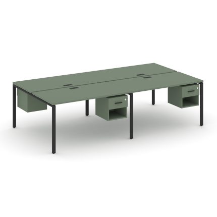 Concept Рабочая станция двухсторонняя с подвесными тумбами на 4 места CN.DRS-137 B Кобо/Металл Черны