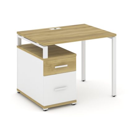 Concept Стол письменный с 1 опорной тумбой CN.SP-305 W Дуб Винченцо/Белый Бриллиант/Металл Белый 980