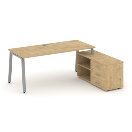 Style Project Direct Стол письменный с греденцией правой SN-6A.SRG-023.M(R) Тиквуд Светлый/Металл Се