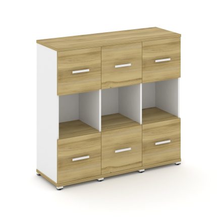 Concept Шкаф 3 узкие секции, 3 ниши CN.STU-335 W Дуб Винченцо/Белый Бриллиант/Металл Белый 1252*420*