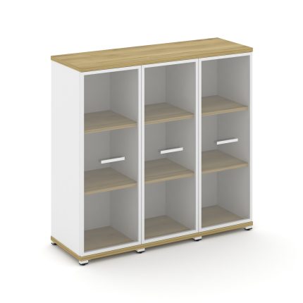 Concept Шкаф 3 узкие секции, 3 ниши CN.STU-336 RPW W Дуб Винченцо/Белый Бриллиант/Металл Белый/Прозр