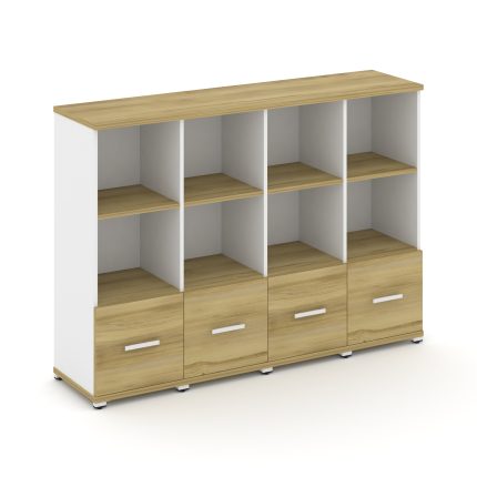 Concept Шкаф 4 узкие секции, 3 ниши CN.STU-341 W Дуб Винченцо/Белый Бриллиант/Металл Белый 1668*420*