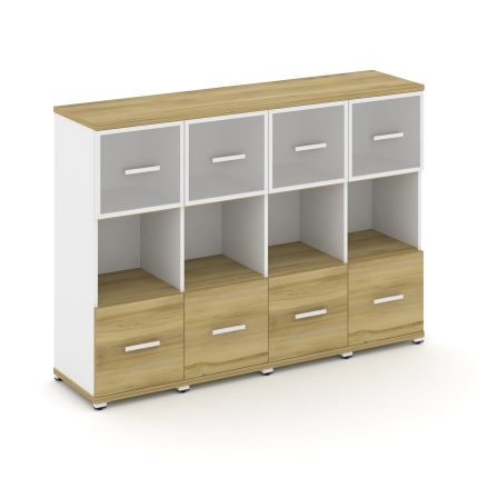 Concept Шкаф 4 узкие секции, 3 ниши CN.STU-345 RMW W Дуб Винченцо/Белый Бриллиант/Металл Белый/Сатин