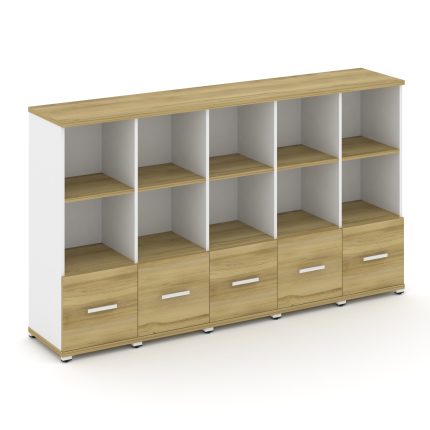 Concept Шкаф 5 узких секций, 3 ниши CN.STU-351 W Дуб Винченцо/Белый Бриллиант/Металл Белый 2084*420*