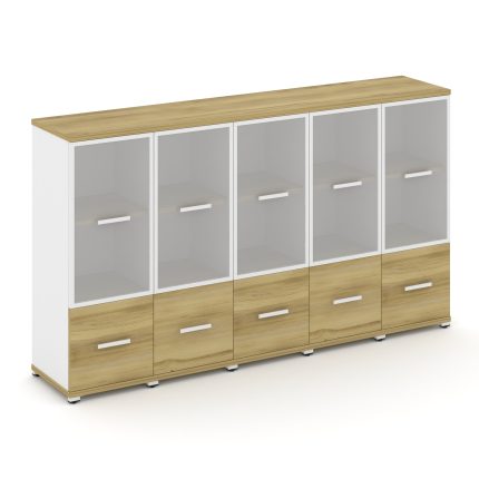 Concept Шкаф 5 узких секций, 3 ниши CN.STU-352 RMW W Дуб Винченцо/Белый Бриллиант/Металл Белый/Сатин