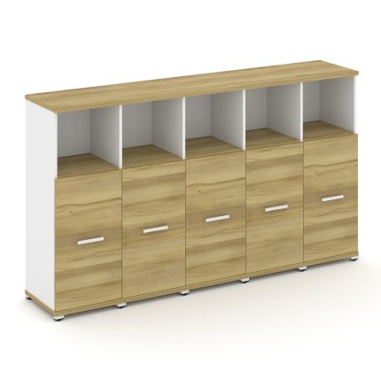 Concept Шкаф 5 узких секций, 3 ниши CN.STU-353 W Дуб Винченцо/Белый Бриллиант/Металл Белый 2084*420*