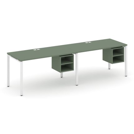 Concept Рабочая станция односторонняя с подвес. тумбами 2 места CN.ORS-108 Кобо/Металл Белый 3160*72