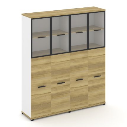 Concept Шкаф 2 широкие секции, 5 ниш CN.STS-525 RPB B Дуб Винченцо/Белый Бриллиант/Металл Черный/Про