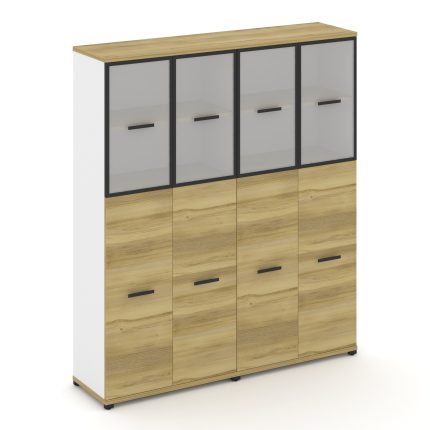 Concept Шкаф 2 широкие секции, 5 ниш CN.STS-525 RMB B Дуб Винченцо/Белый Бриллиант/Металл Черный/Сат