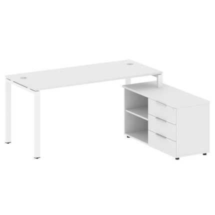 Metal System Рабочая станция с тумбой на П-образном м/к БП.РС-СТС-2.4 (R) Белый/Металл Белый 1700*15