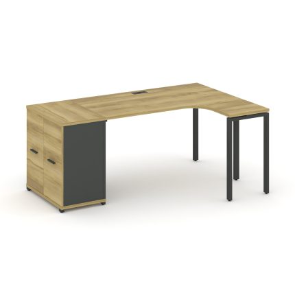 Concept Стол эргономичный с опорным распаш. шкафом CN.SA-209(R) A Дуб Винченцо/Антрацит/Металл Антра