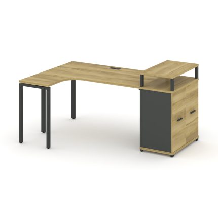 Concept Стол эргономичный с опорным распаш. шкафом с верх. горизонтом CN.SA-212(L) A Дуб Винченцо/Ан