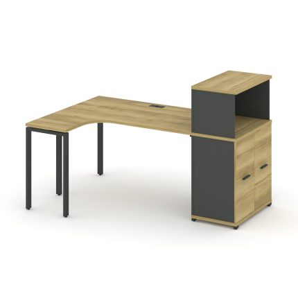 Concept Стол эргономичный с опорным распаш. шкафом с надставкой низ.  CN.SA-214(L) A Дуб Винченцо/Ан
