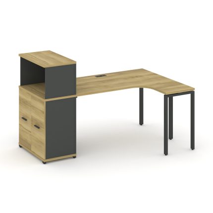 Concept Стол эргономичный с опорным распаш. шкафом с надставкой низ.  CN.SA-213(R) A Дуб Винченцо/Ан