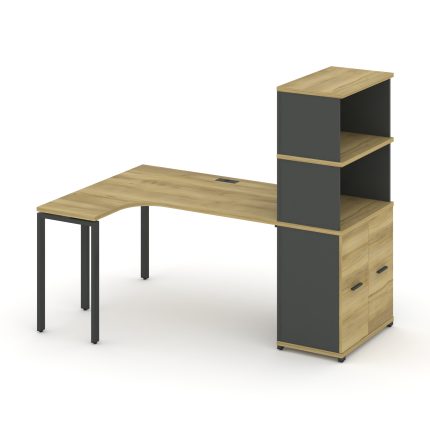 Concept Стол эргономичный с опорным распаш. шкафом с надставкой выс.  CN.SA-216(L) A Дуб Винченцо/Ан