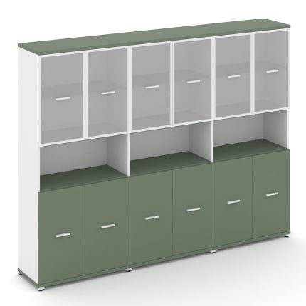 Concept Шкаф 3 широкие секции, 5 ниш CN.STS-533 RMW W Кобо/Белый Бриллиант/Металл Белый/Сатин 2500*4