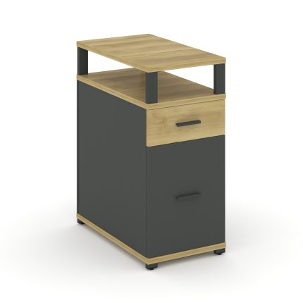 Concept Тумба опорная/приставная 1 ящ.+1 распаш. фасад с надставкой CN.TGO-006 A Дуб Винченцо/Антрац