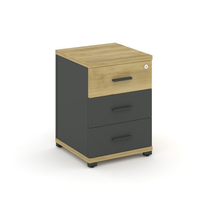 Concept Тумба опорная/приставная 3 ящ. CN.TUO-001 A Дуб Винченцо/Антрацит/Металл Антрацит 420*420*58