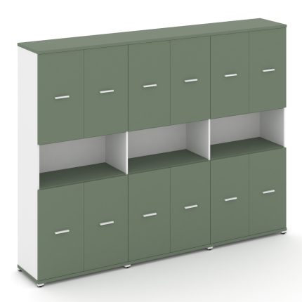 Concept Шкаф 3 широкие секции, 5 ниш CN.STS-533 W Кобо/Белый Бриллиант/Металл Белый 2500*420*1922