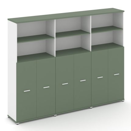 Concept Шкаф 3 широкие секции, 5 ниш CN.STS-534 W Кобо/Белый Бриллиант/Металл Белый 2500*420*1922