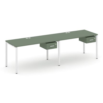 Concept Рабочая станция односторонняя с подвес. тумбами 2 места CN.ORS-110 W Кобо/Металл Белый 2360*