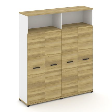 Concept Шкаф 2 широкие секции, 5 ниш CN.STS-526 B Дуб Винченцо/Белый Бриллиант/Металл Черный 1668*42