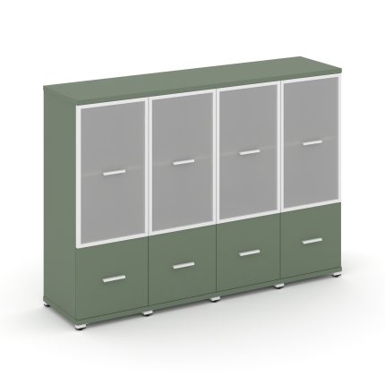 Concept Шкаф 4 узкие секции, 3 ниши CN.STU-342 RMW W Кобо/Металл Белый/Сатин 1668*420*1186