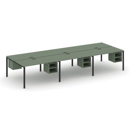 Concept Рабочая станция двухсторонняя с подвес. тумбами на 6 мест CN.DRS-147 Кобо/Металл Черный 4140