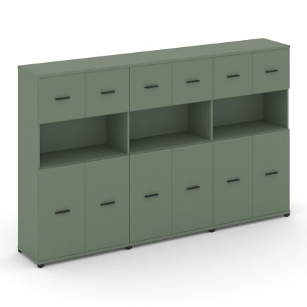 Concept Шкаф 3 широкие секции, 4 ниши CN.STS-435 B Кобо/Металл Черный 2500*420*1554