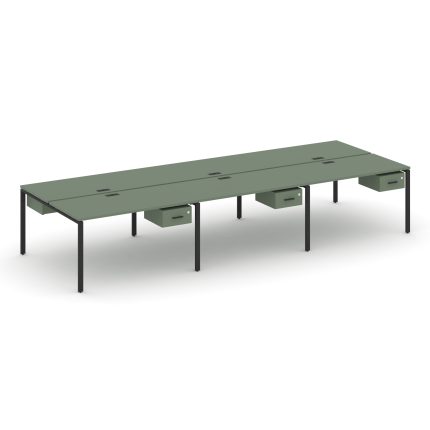 Concept Рабочая станция двухсторонняя с подвес. тумбами на 6 мест CN.DRS-152 B Кобо/Металл Черный 47