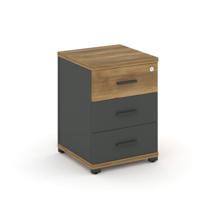 Concept Тумба опорная/приставная 3 ящ. CN.TUO-001 A Сандал Янтарный/Антрацит/Металл Антрацит 420*420