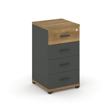 Concept Тумба опорная/приставная 4 ящ. CN.TUO-002 A Сандал Янтарный/Антрацит/Металл Антрацит 420*420