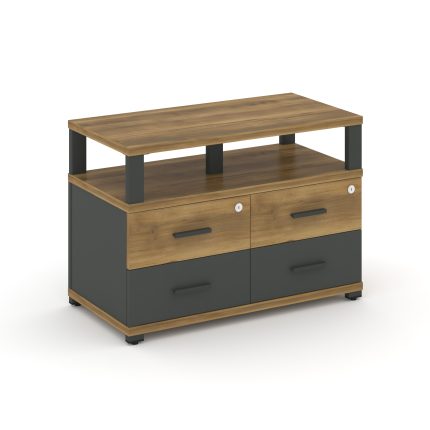 Concept Тумба приставная широкая 4 ящ. с надставкой широкой CN.TSP-003 A Сандал Янтарный/Антрацит/Ме