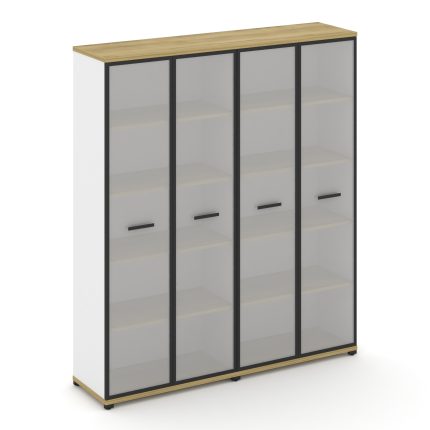Concept Шкаф 2 широкие секции, 5 ниш CN.STS-528 RMB B Дуб Винченцо/Белый Бриллиант/Металл Черный/Сат
