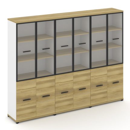Concept Шкаф 3 широкие секции, 5 ниш CN.STS-532 RPB B Дуб Винченцо/Белый Бриллиант/Металл Черный/Про