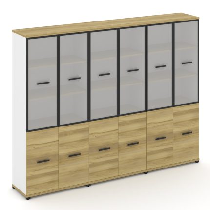 Concept Шкаф 3 широкие секции, 5 ниш CN.STS-532 RMB B Дуб Винченцо/Белый Бриллиант/Металл Черный/Сат