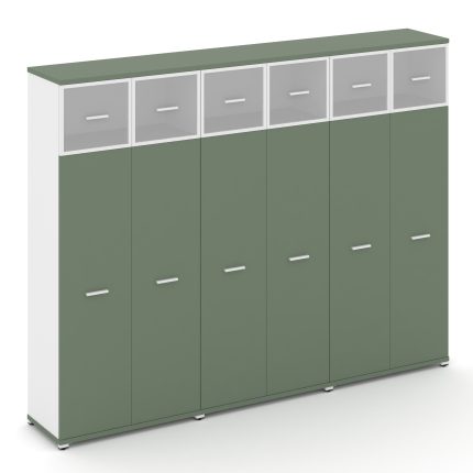 Concept Шкаф 3 широкие секции, 5 ниш CN.STS-537 RMW W Кобо/Белый Бриллиант/Металл Белый/Сатин 2500*4