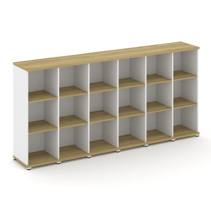 Concept Стеллаж 6 узких секций, 3 ниши CN.STU-360 Дуб Винченцо/Белый Бриллиант/Металл Белый 2500*420