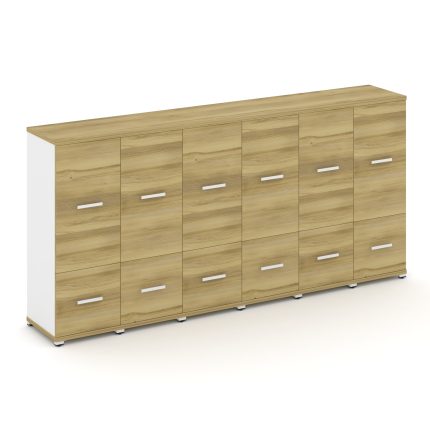 Concept Шкаф 6 узких секций, 3 ниши CN.STU-362 W Дуб Винченцо/Белый Бриллиант/Металл Белый 2500*420*