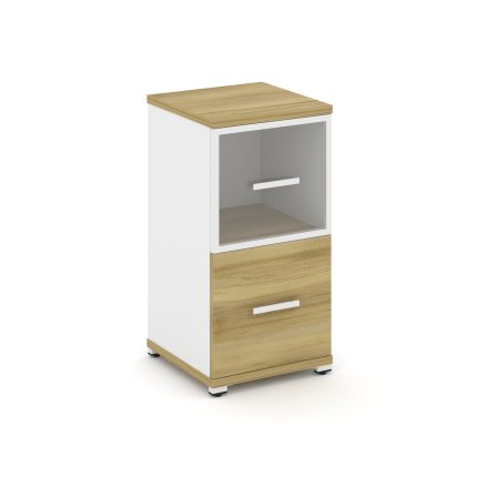 Concept Шкаф 1 узкая секция, 2 ниши CN.STU-212 RPW W Дуб Винченцо/Белый Бриллиант/Металл Белый/Прозр