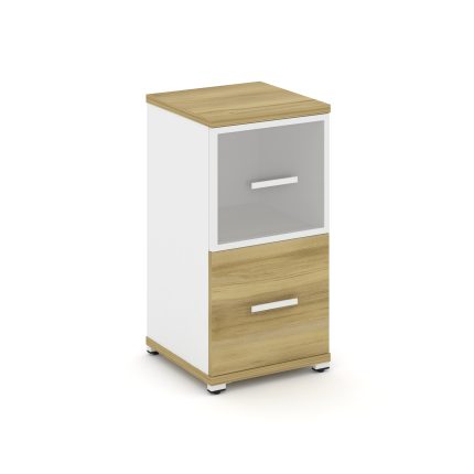 Concept Шкаф 1 узкая секция, 2 ниши CN.STU-212 RMW W Дуб Винченцо/Белый Бриллиант/Металл Белый/Сатин