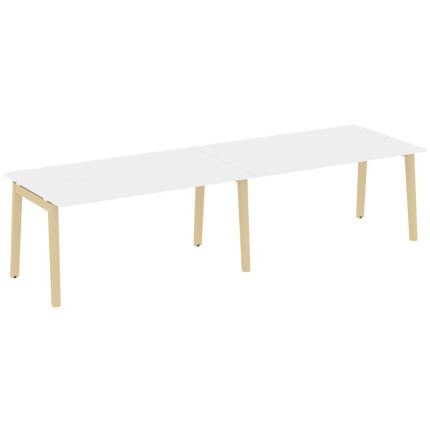 Onix Wood Стол переговорный (2 столешницы) OW.PRG-2.4 Белый Бриллиант/Дуб Светлый/Металл Белый 3160*