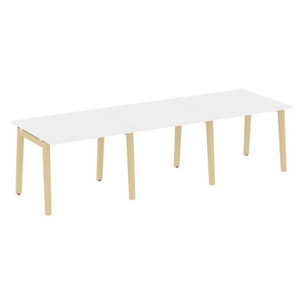 Onix Wood Стол переговорный (3 столешницы) OW.PRG-3.1 Белый Бриллиант/Дуб Светлый/Металл Белый 2940*