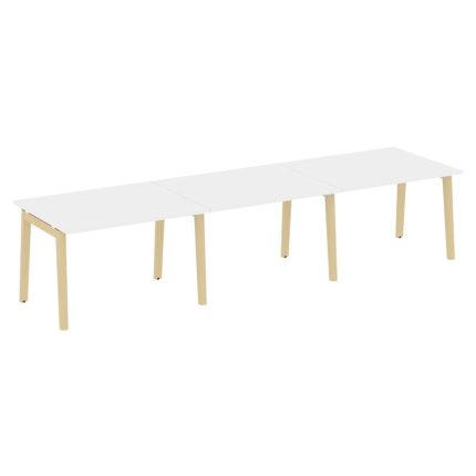 Onix Wood Стол переговорный (3 столешницы) OW.PRG-3.2 Белый Бриллиант/Дуб Светлый/Металл Белый 3540*