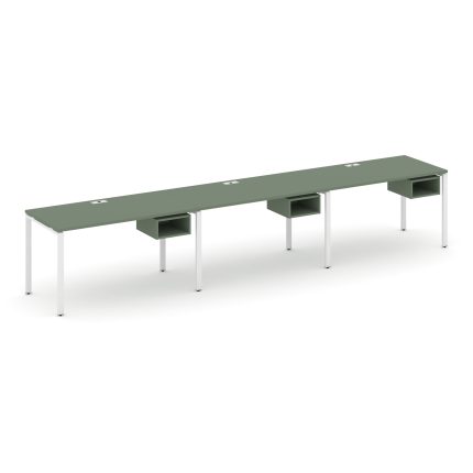 Concept Рабочая станция односторонняя с подвес. тумбами 3 места CN.ORS-122 Кобо/Металл Белый 3540*72