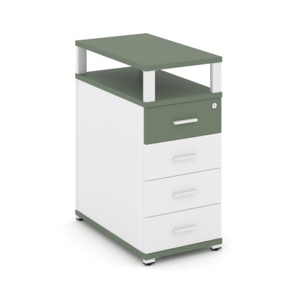 Concept Тумба опорная/приставная 4 ящ. с надставкой CN.TGO-003 W Кобо/Белый Бриллиант/Металл Белый 4