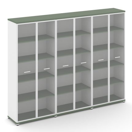Concept Шкаф 3 широкие секции, 5 ниш CN.STS-538 RPW W Кобо/Белый Бриллиант/Металл Белый/Прозрачный 2